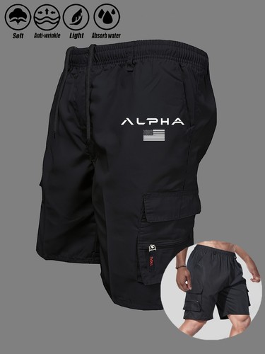 Alpha print cargo shorts - alpha,